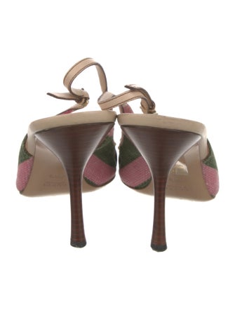 Gucci Horsebit Accent Canvas Slingback Pumps