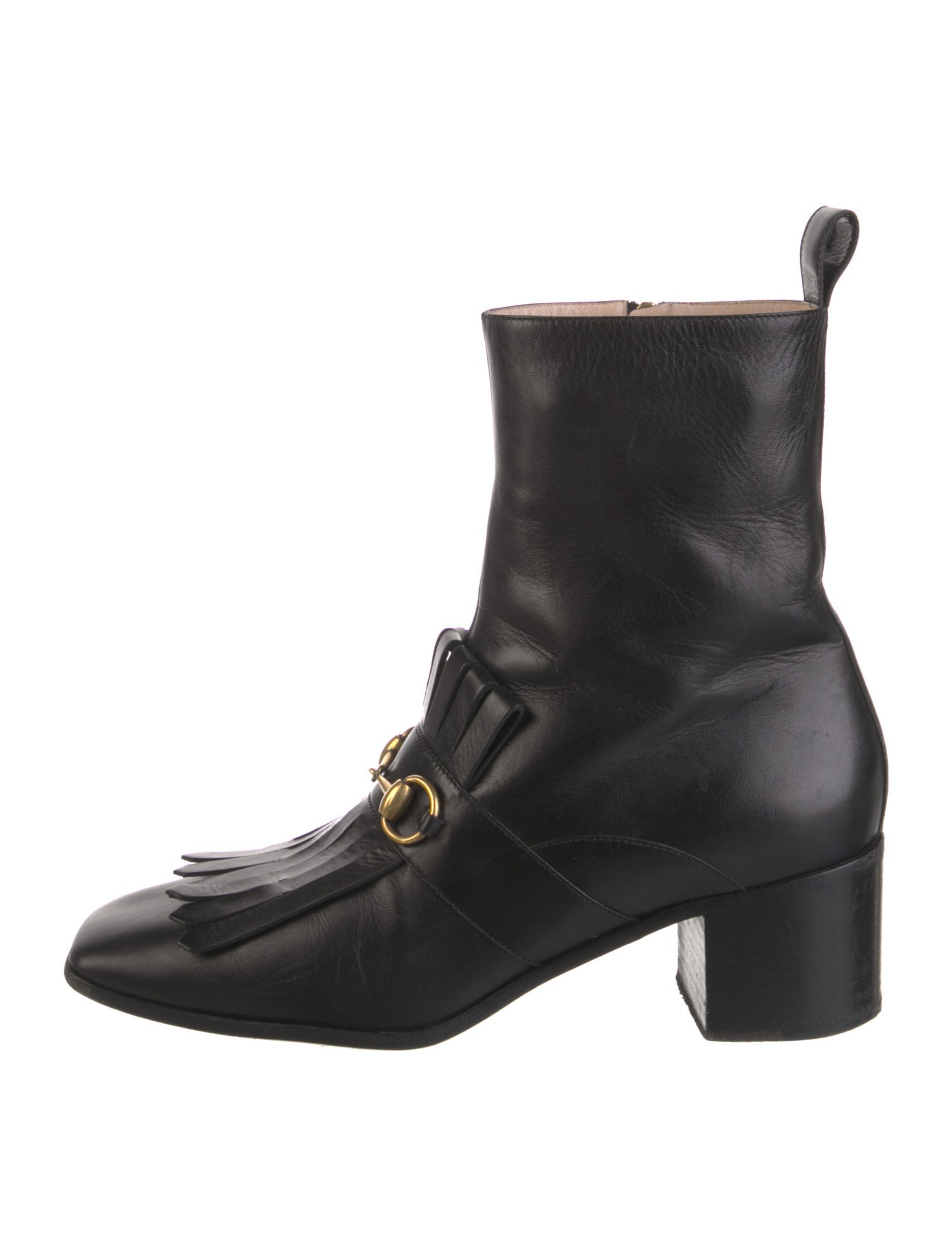 Gucci Leather Fringe Trim Accent Combat Boots
