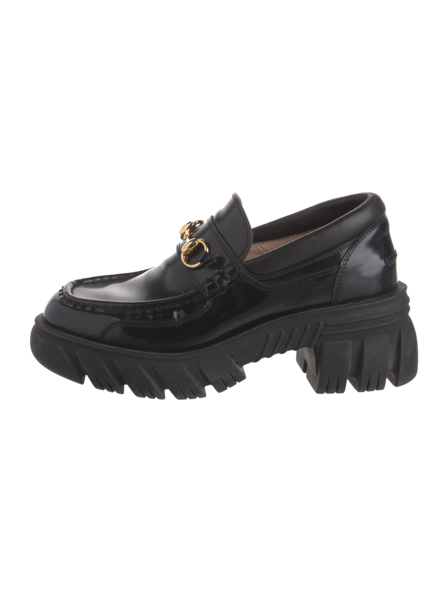 Gucci Lug Sole Horsebit Accent Pumps