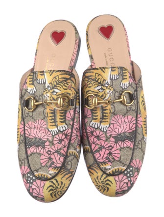 Gucci Horsebit Accent Printed Mules