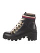 Gucci Sylvie Web Accent Leather Combat Boots