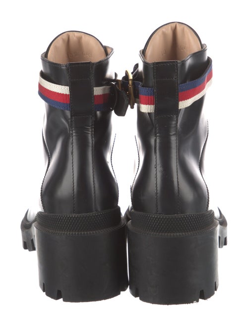 Gucci Sylvie Web Accent Leather Combat Boots