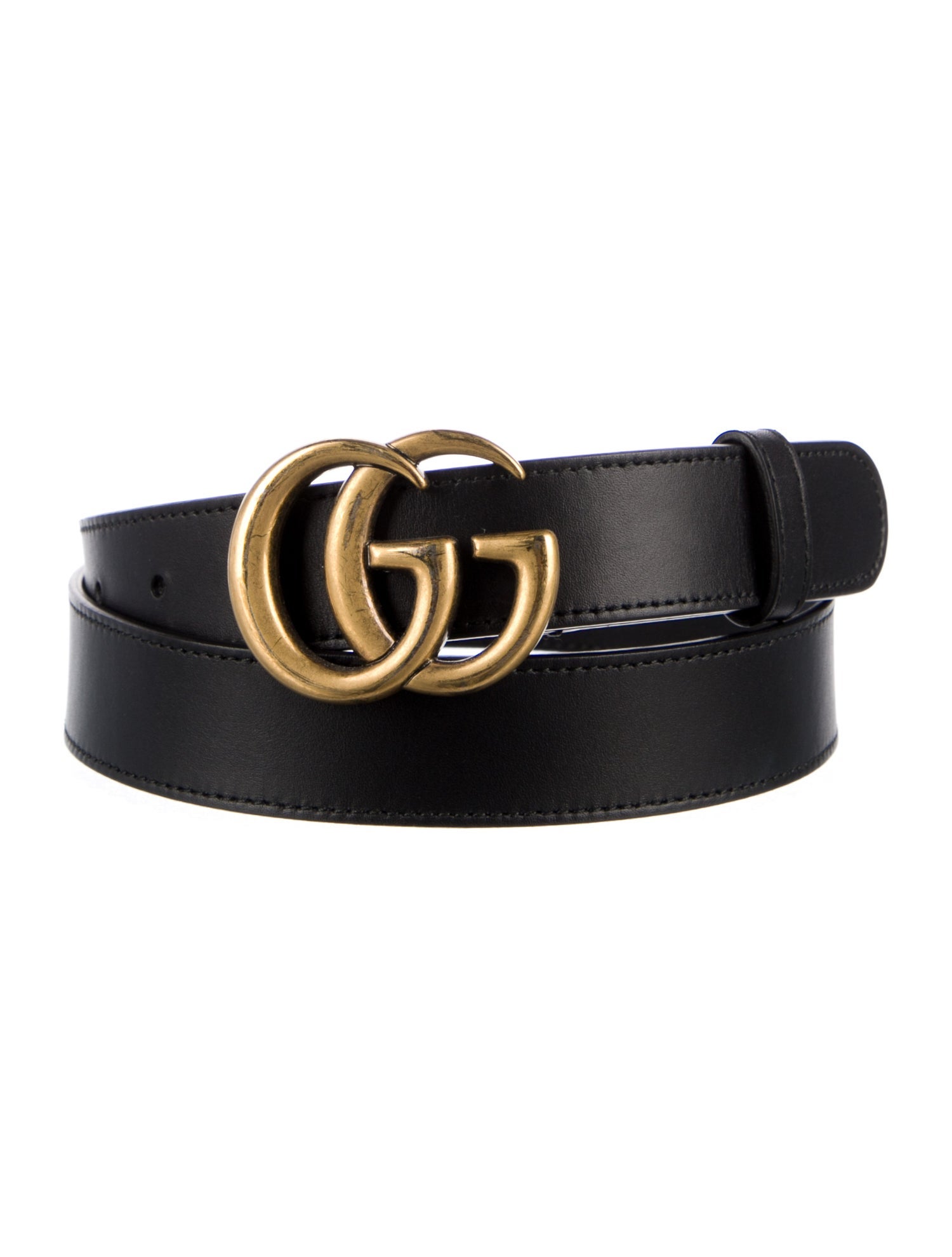 Gucci Double G Logo Leather Belt