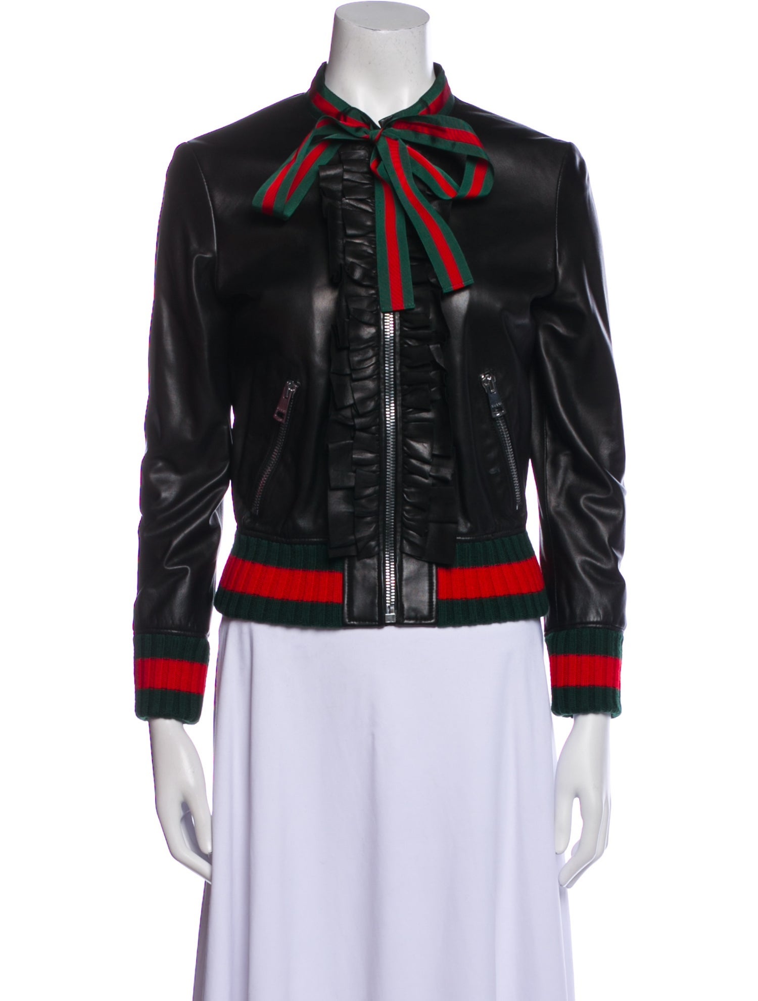 Gucci Leather Printed Bomber Jacket