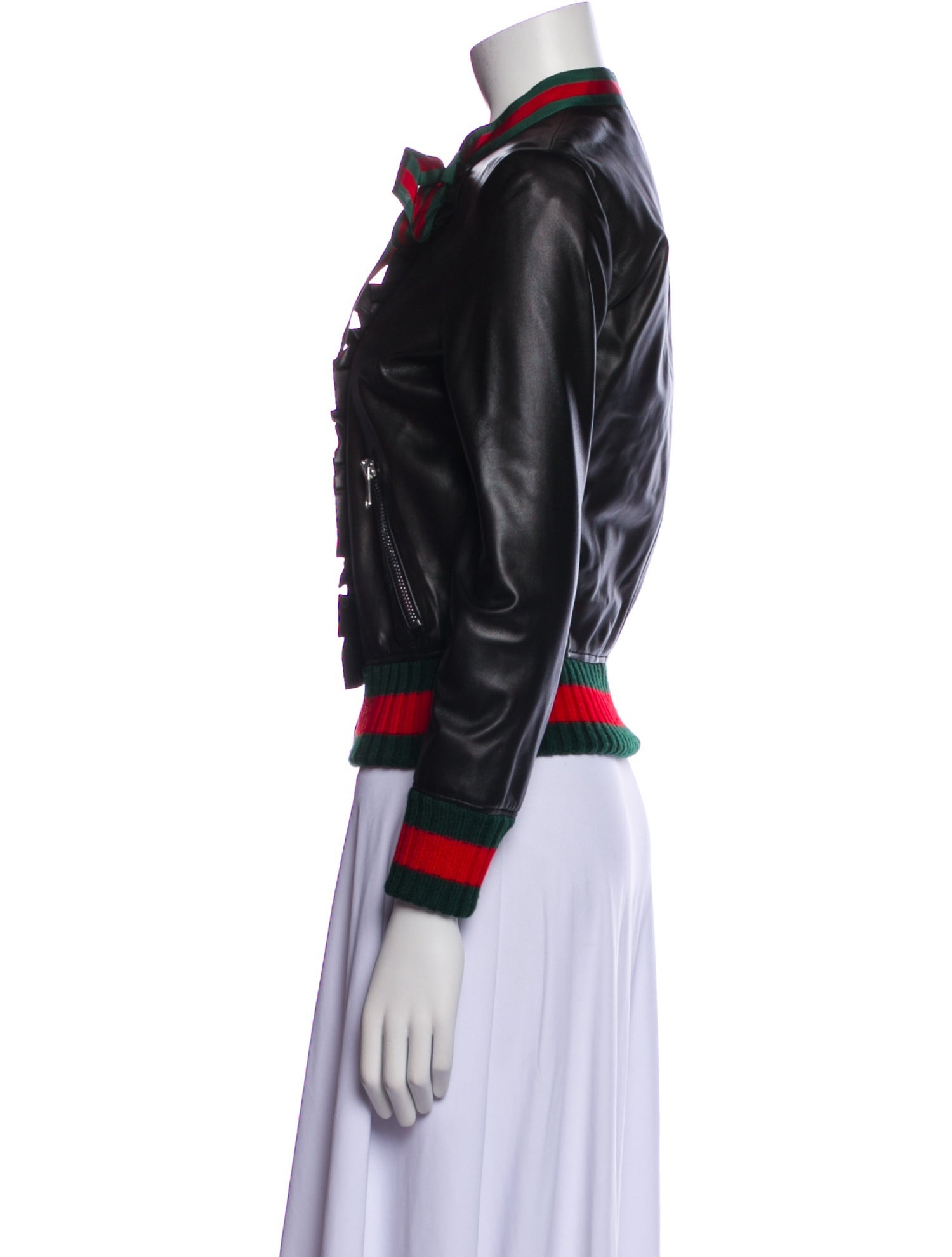 Gucci Leather Printed Bomber Jacket