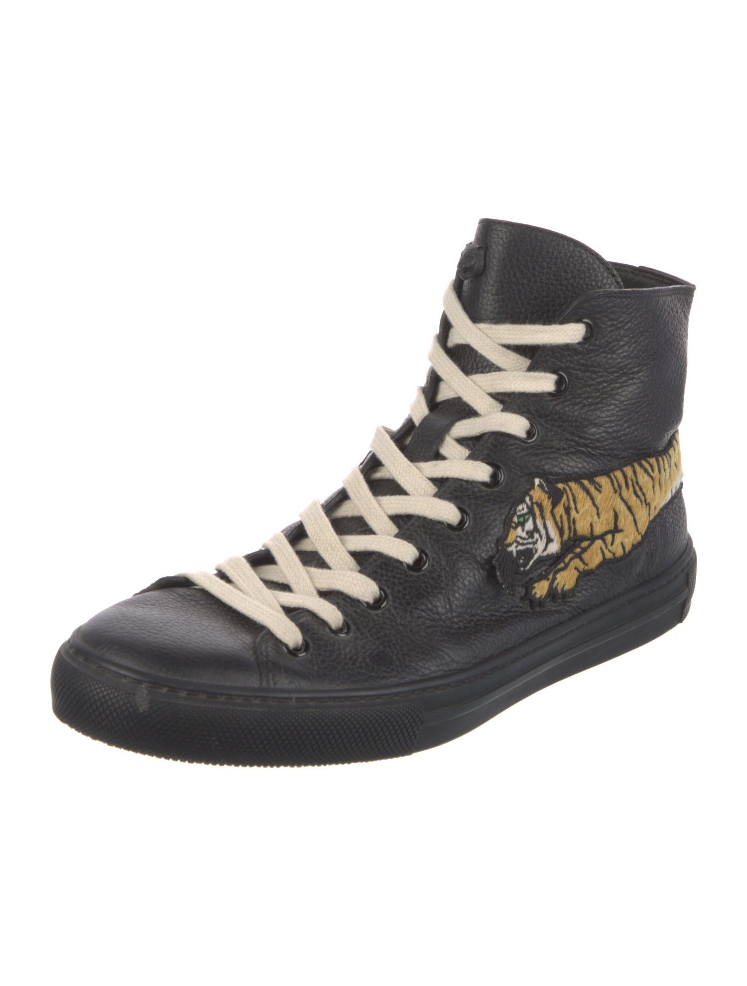 Gucci Leather Embroidered Accent Sneakers