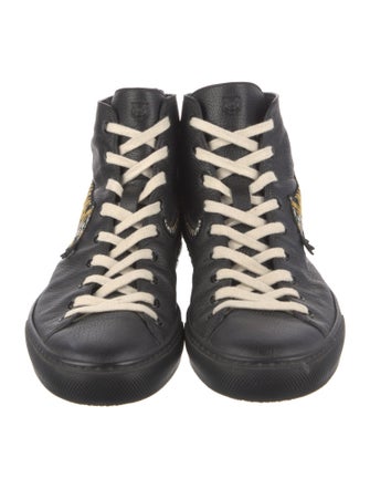 Gucci Leather Embroidered Accent Sneakers