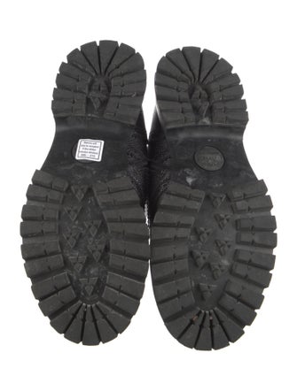 Gucci Leather Fur Trim Combat Boots