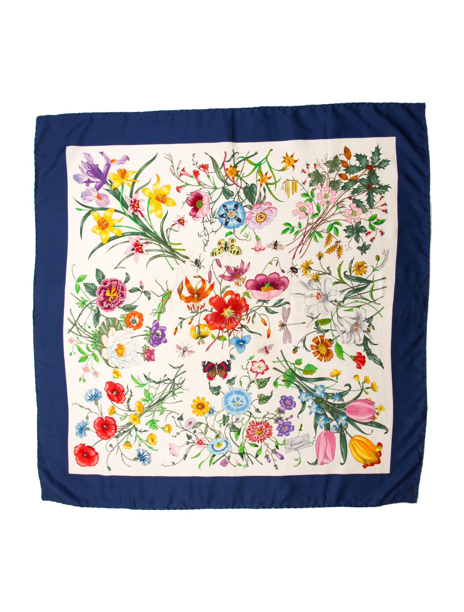 Gucci Silk Floral Print Scarf