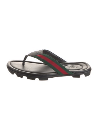 Gucci Web Accent Leather Slides