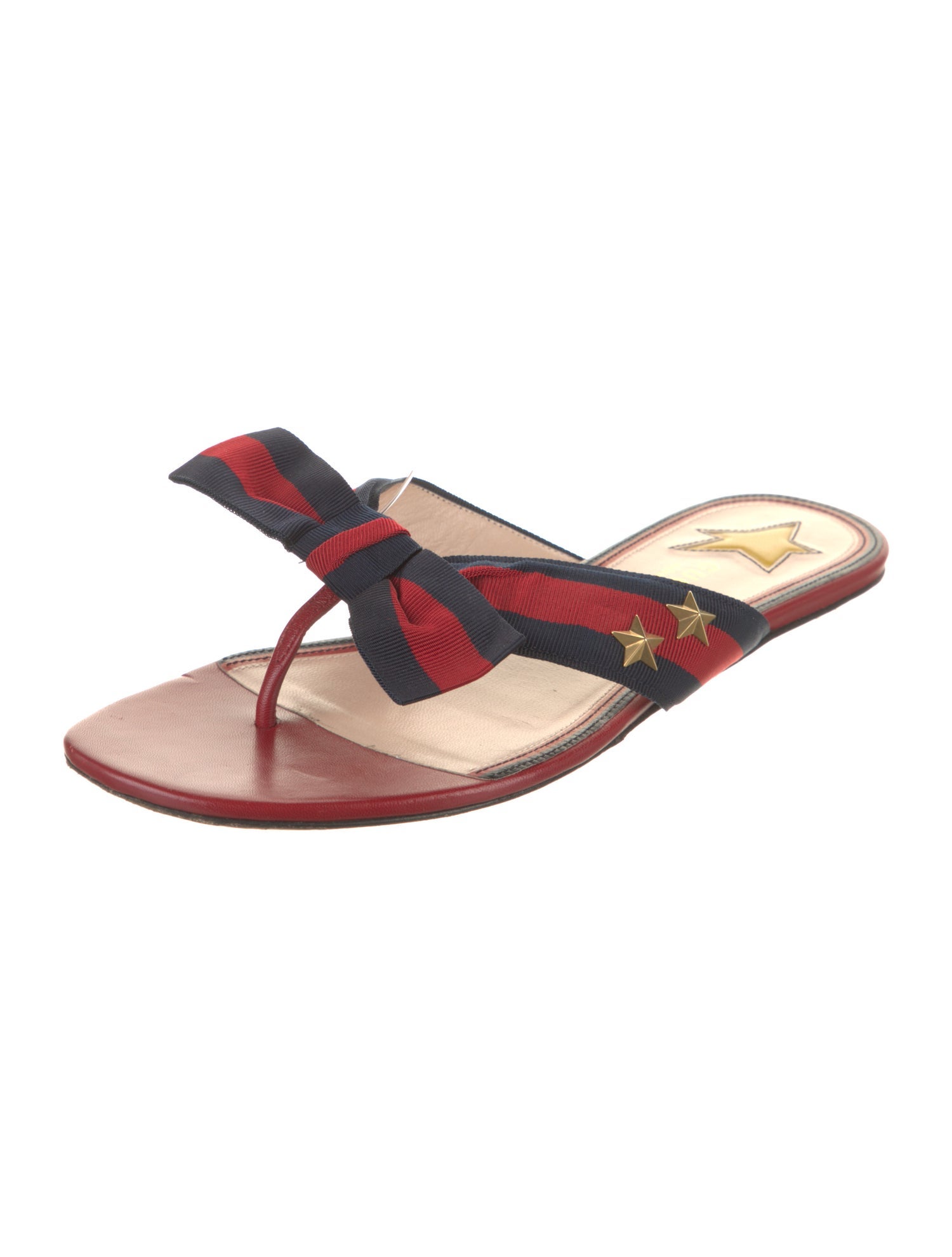Gucci Web Accent Leather Slides