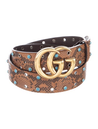 Gucci Snakeskin Studded Accents Belt