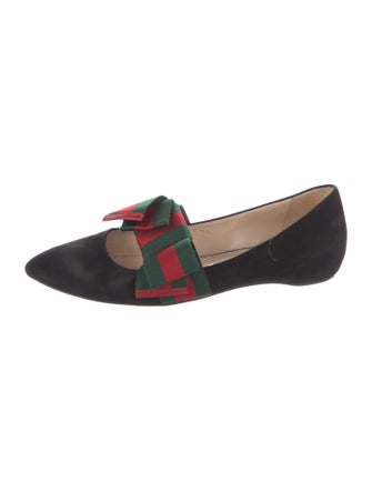Gucci Web Accent Suede Mary Jane Flats