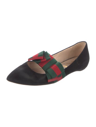Gucci Web Accent Suede Mary Jane Flats