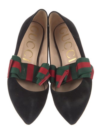 Gucci Web Accent Suede Mary Jane Flats
