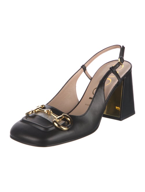 Gucci Horsebit Accent Leather Slingback Pumps