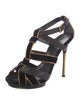Gucci Velvet Leather Trim Embellishment Sandals