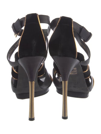 Gucci Velvet Leather Trim Embellishment Sandals