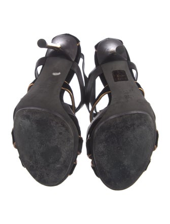 Gucci Velvet Leather Trim Embellishment Sandals