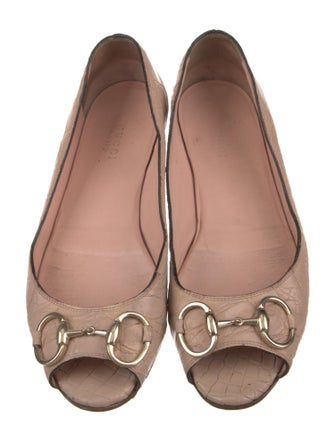 Gucci Horsebit Accent Alligator Ballet Flats