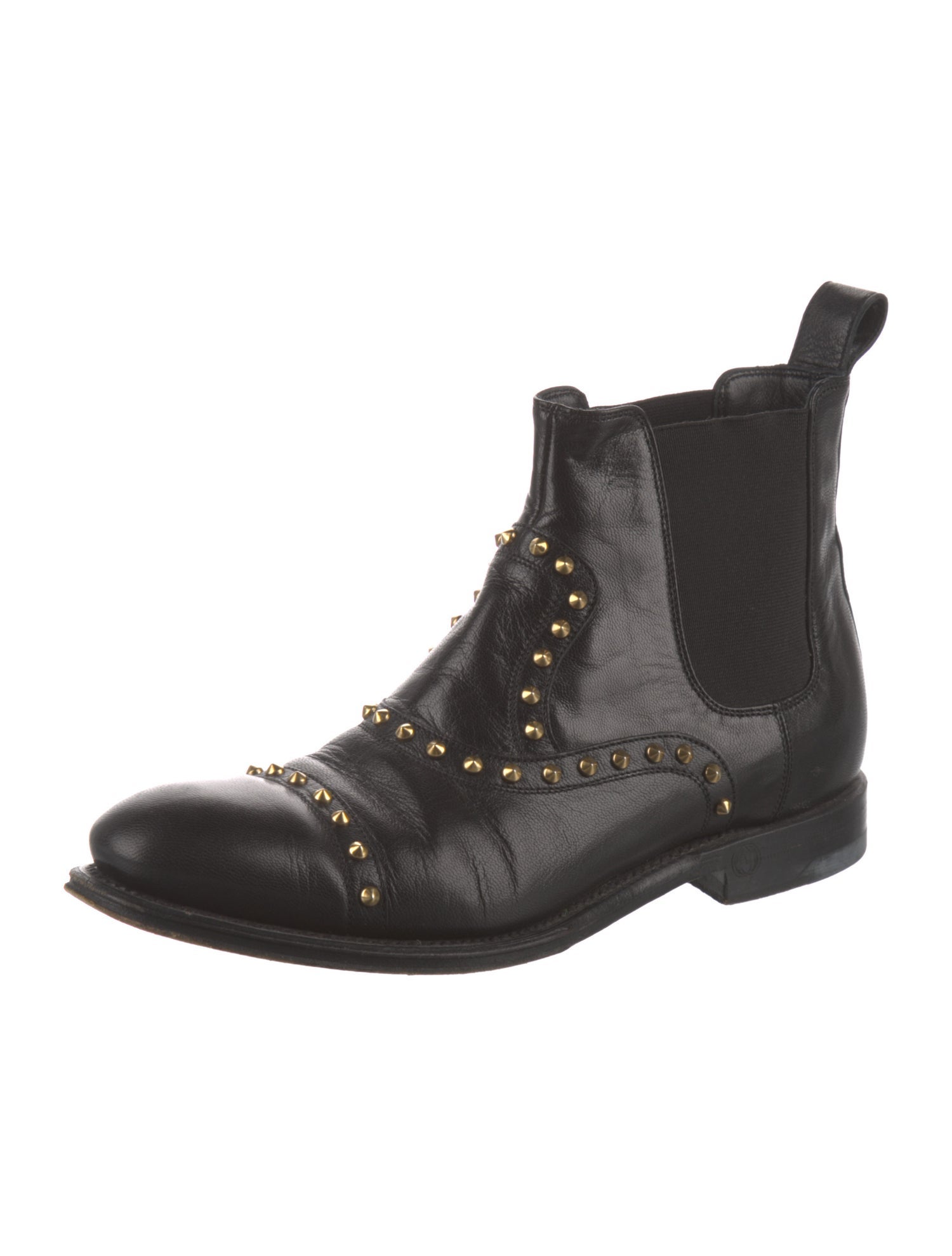 Gucci Spike Accents Leather Combat Boots