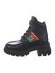 Gucci Web Accent Leather Combat Boots