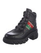 Gucci Web Accent Leather Combat Boots