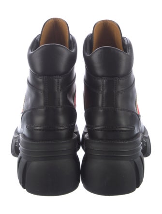 Gucci Web Accent Leather Combat Boots