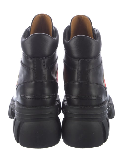 Gucci Web Accent Leather Combat Boots