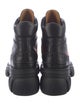 Gucci Web Accent Leather Combat Boots