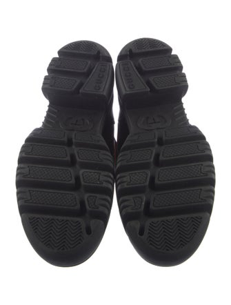 Gucci Web Accent Leather Combat Boots