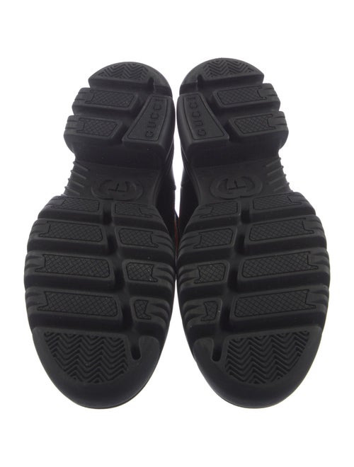 Gucci Web Accent Leather Combat Boots