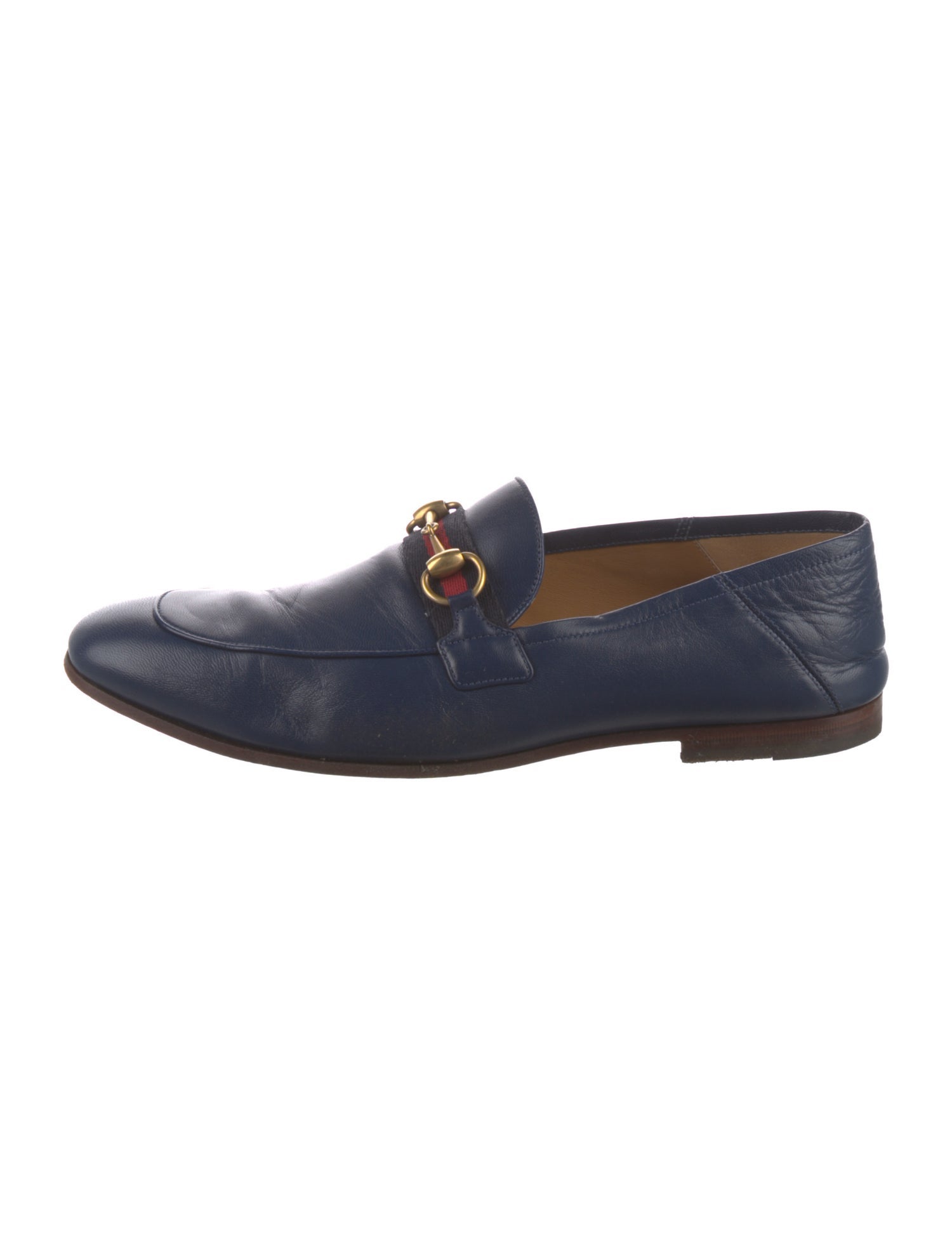 Gucci Web Accent Leather Loafers