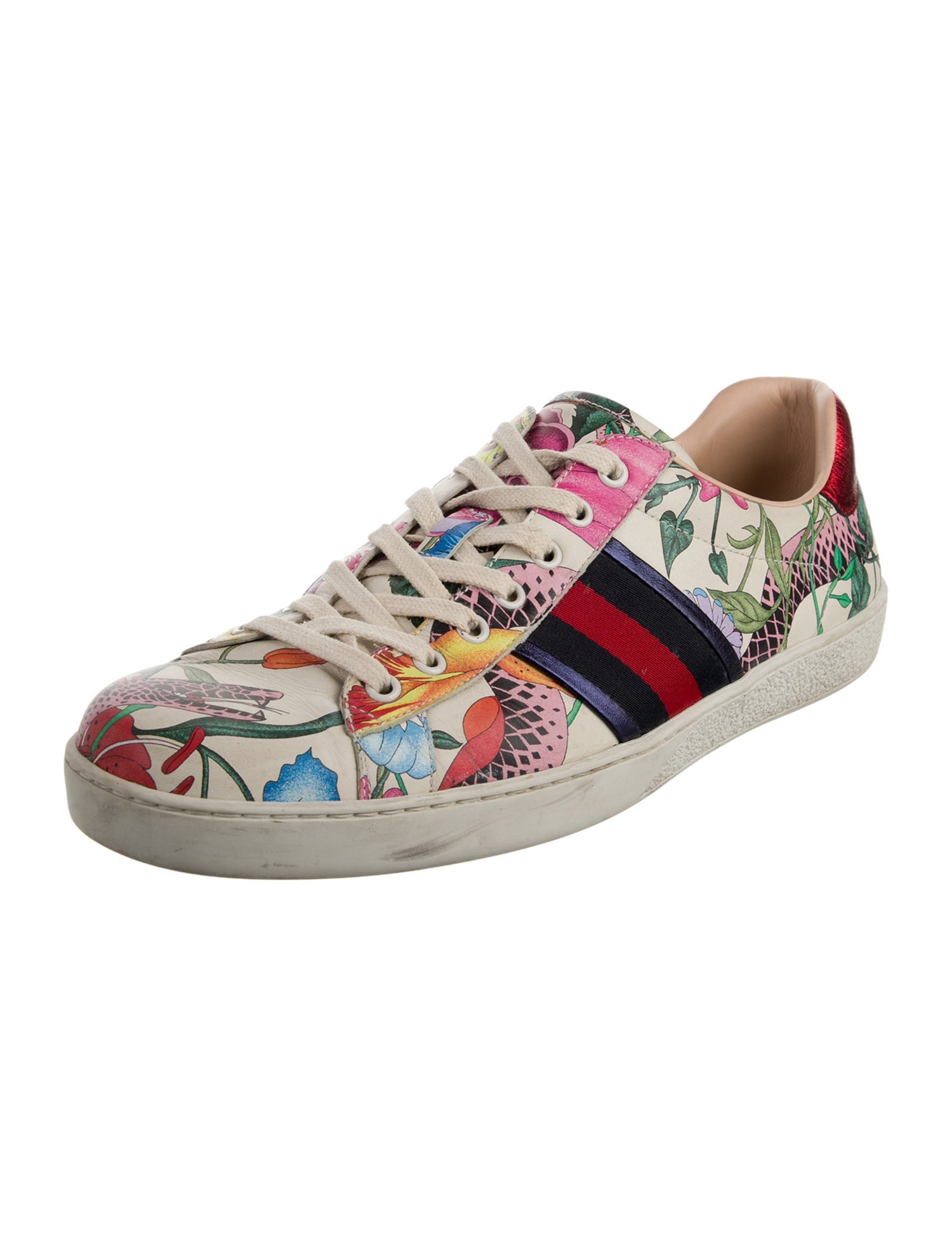 Gucci Leather Graphic Print Sneakers
