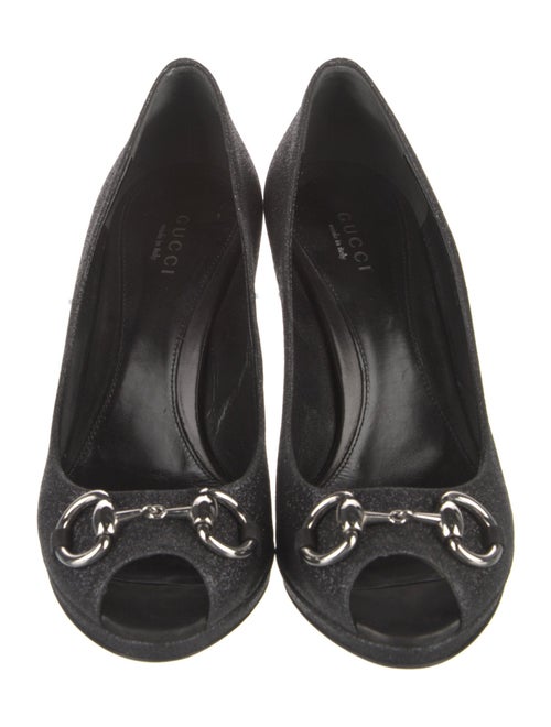 Gucci Horsebit Accent Glitter Pumps