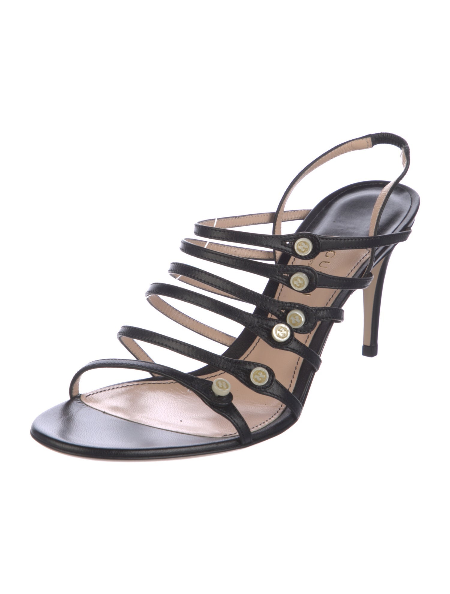 Gucci Interlocking G Logo Leather Slingback Sandals