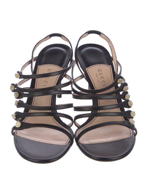 Gucci Interlocking G Logo Leather Slingback Sandals