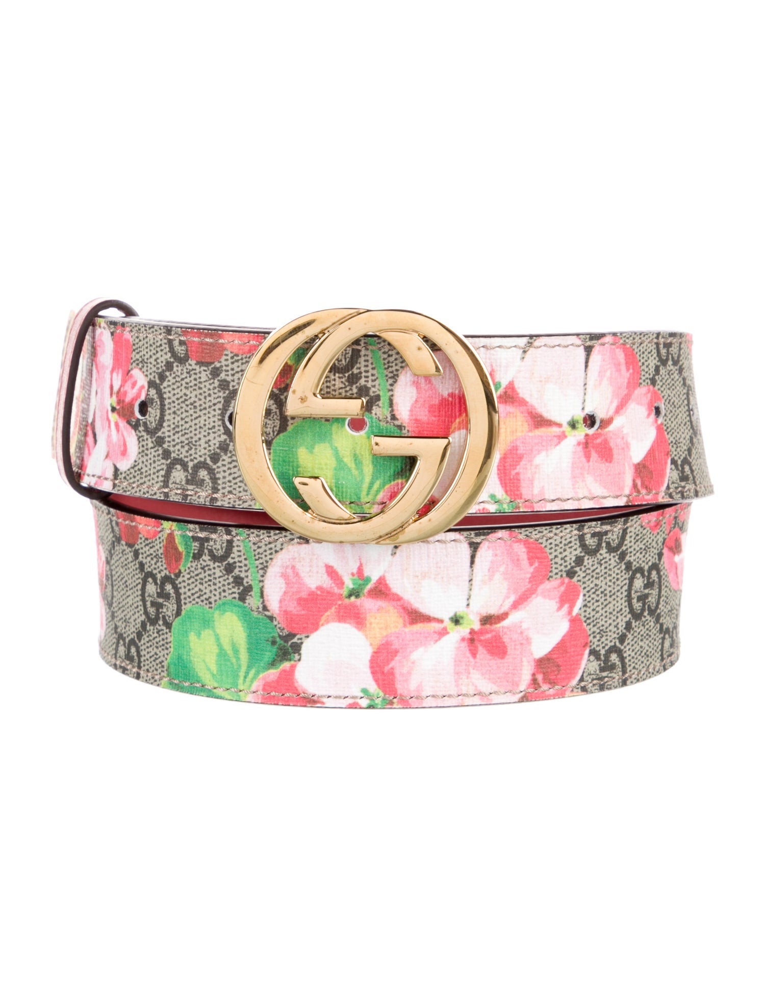 Gucci Blooms Print Leather Belt