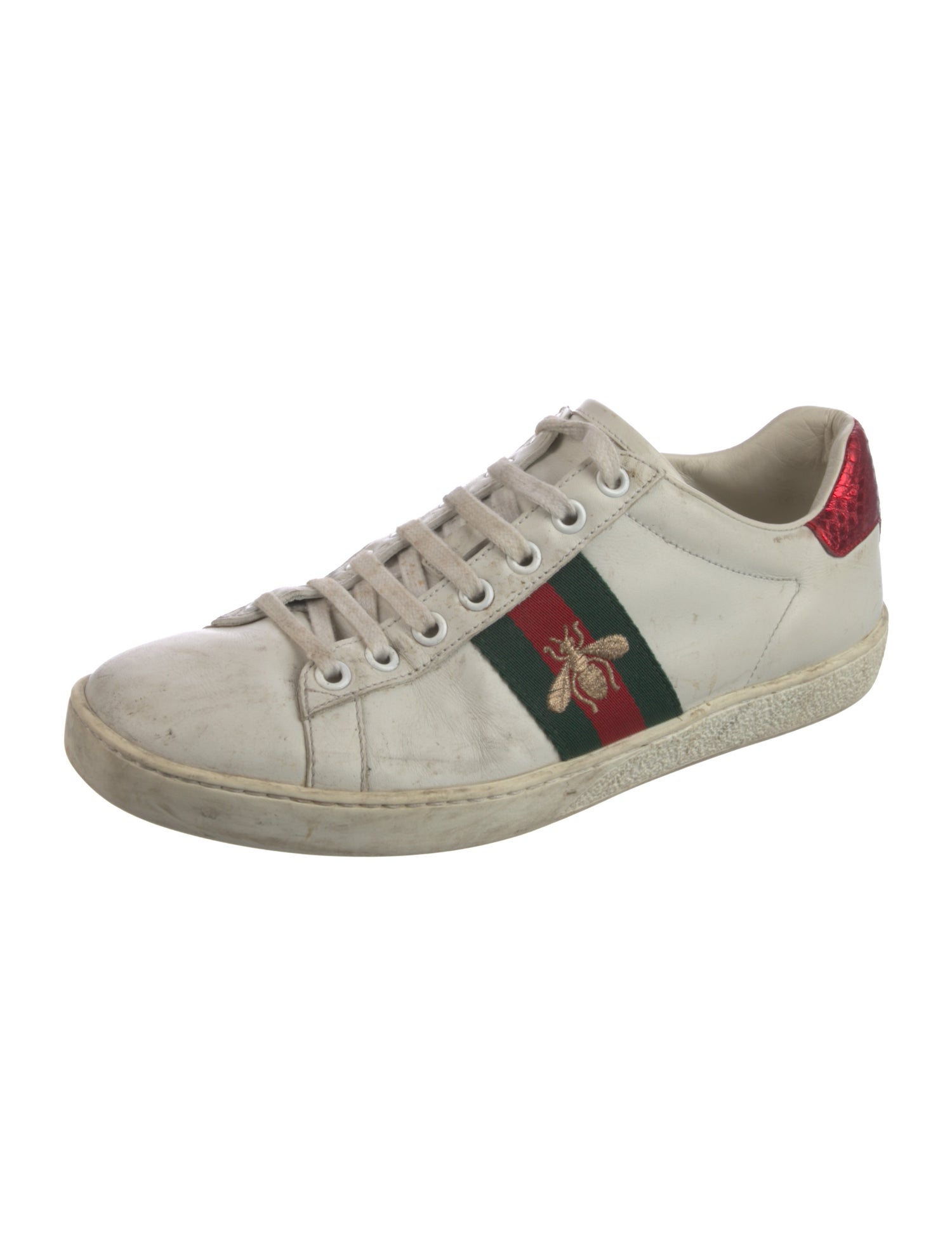 Gucci Web Accent Leather Sneakers