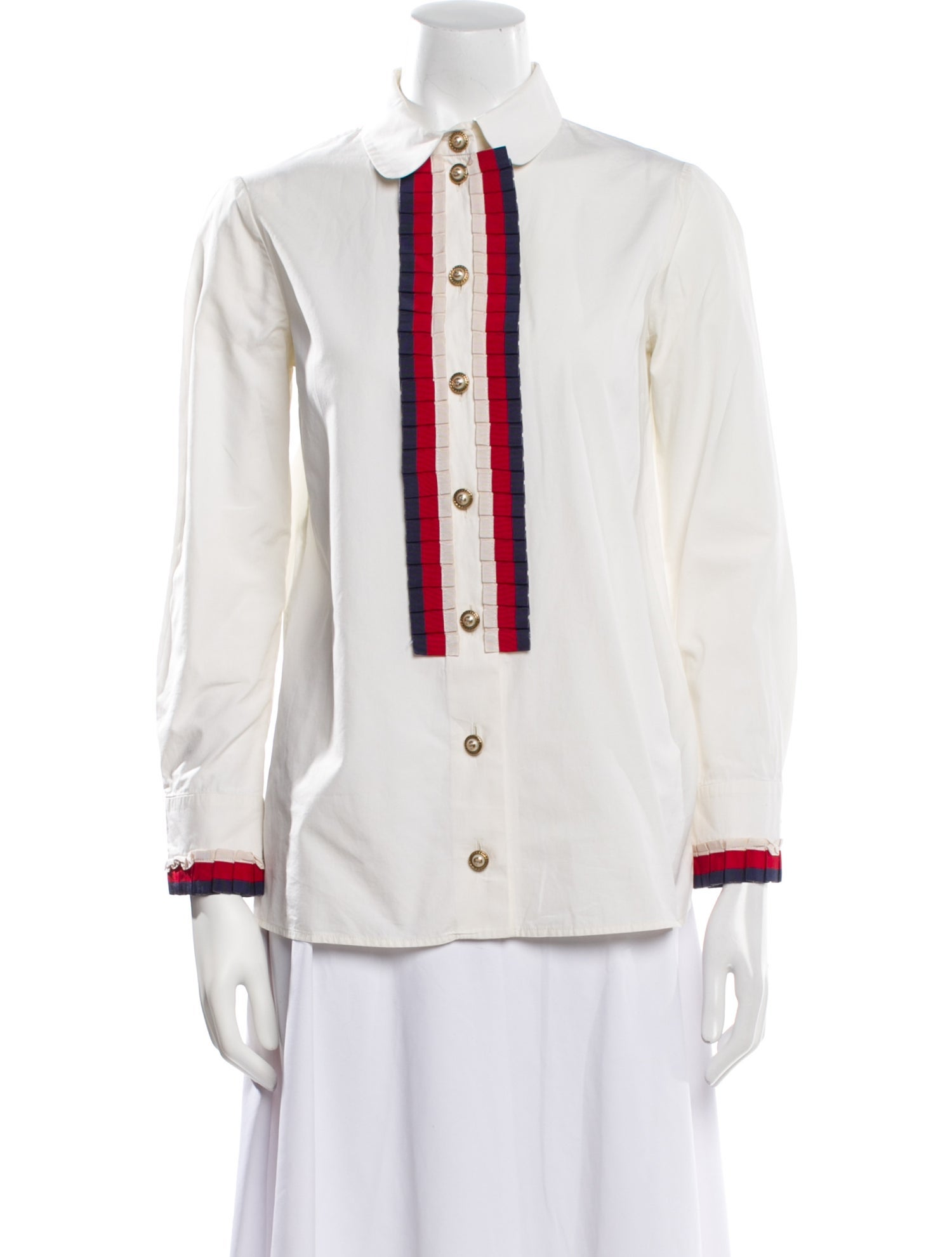 Gucci Mock Neck Long Sleeve Button-Up Top