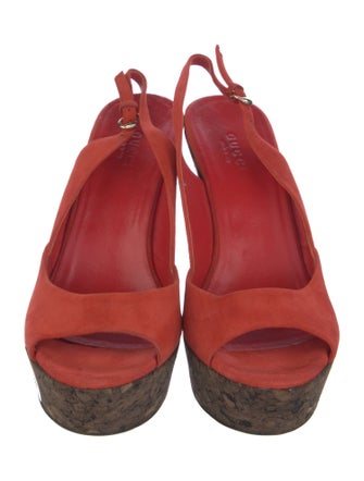 Gucci Interlocking G Logo Suede Slingback Sandals