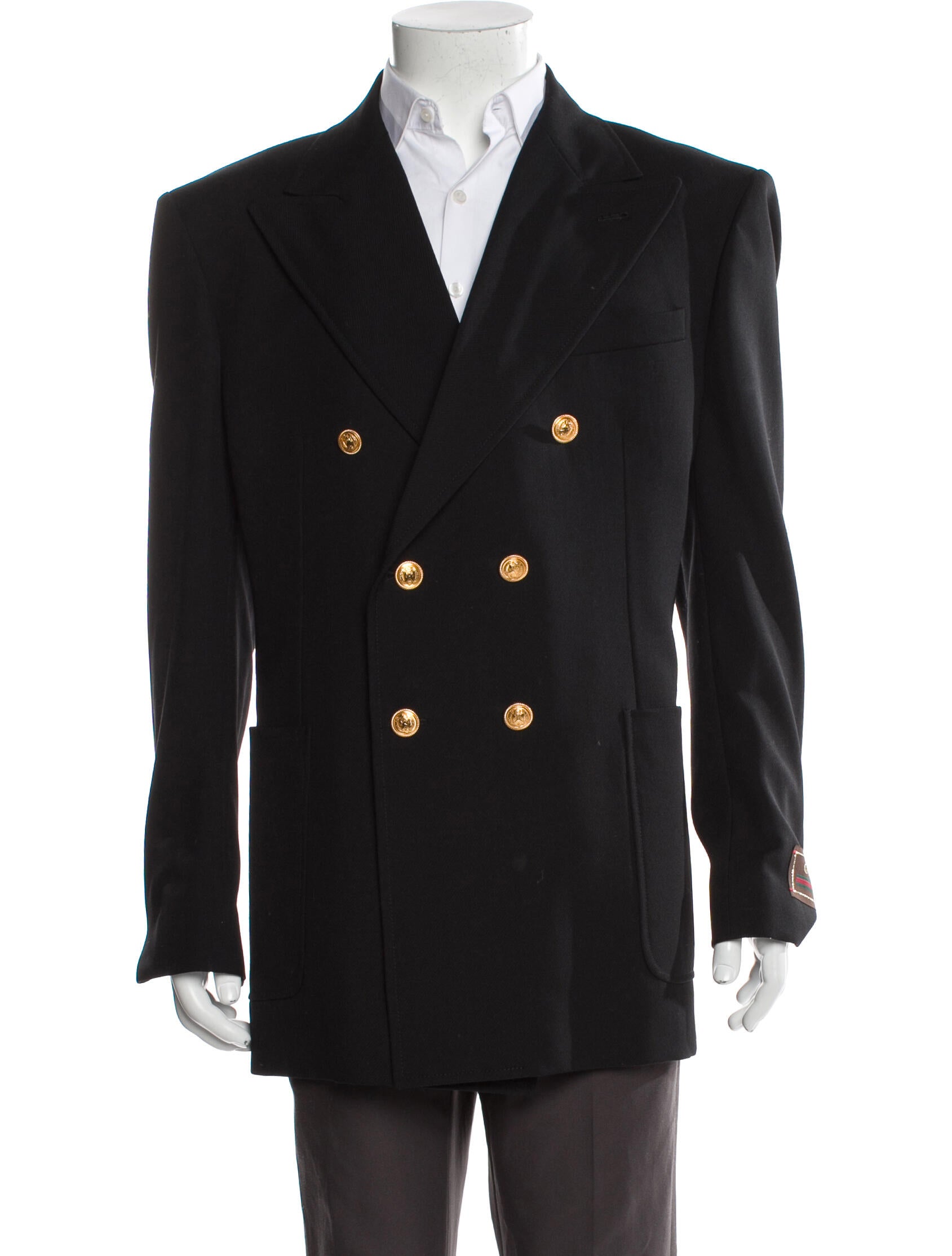Gucci Web Accent Wool Peacoat