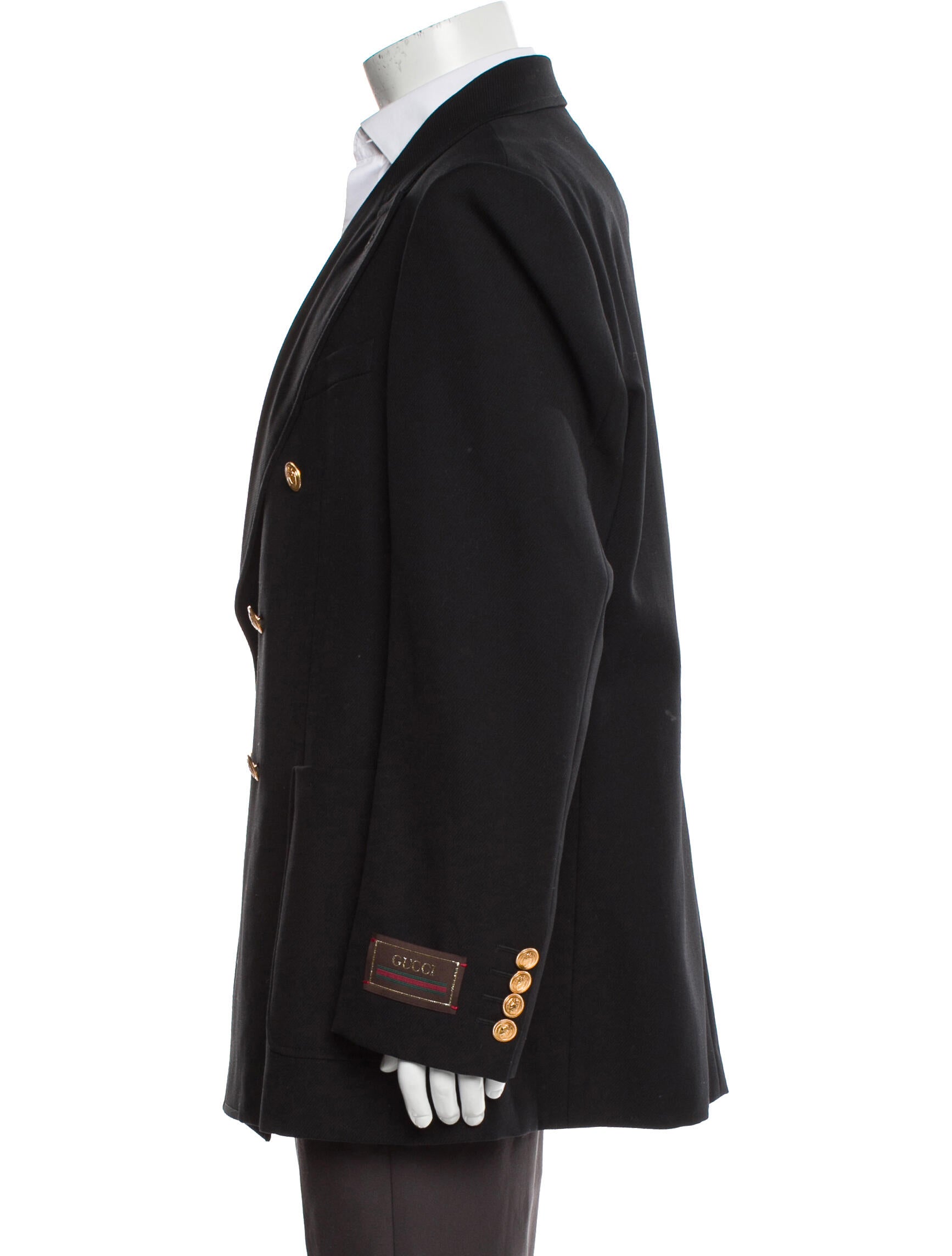 Gucci Web Accent Wool Peacoat