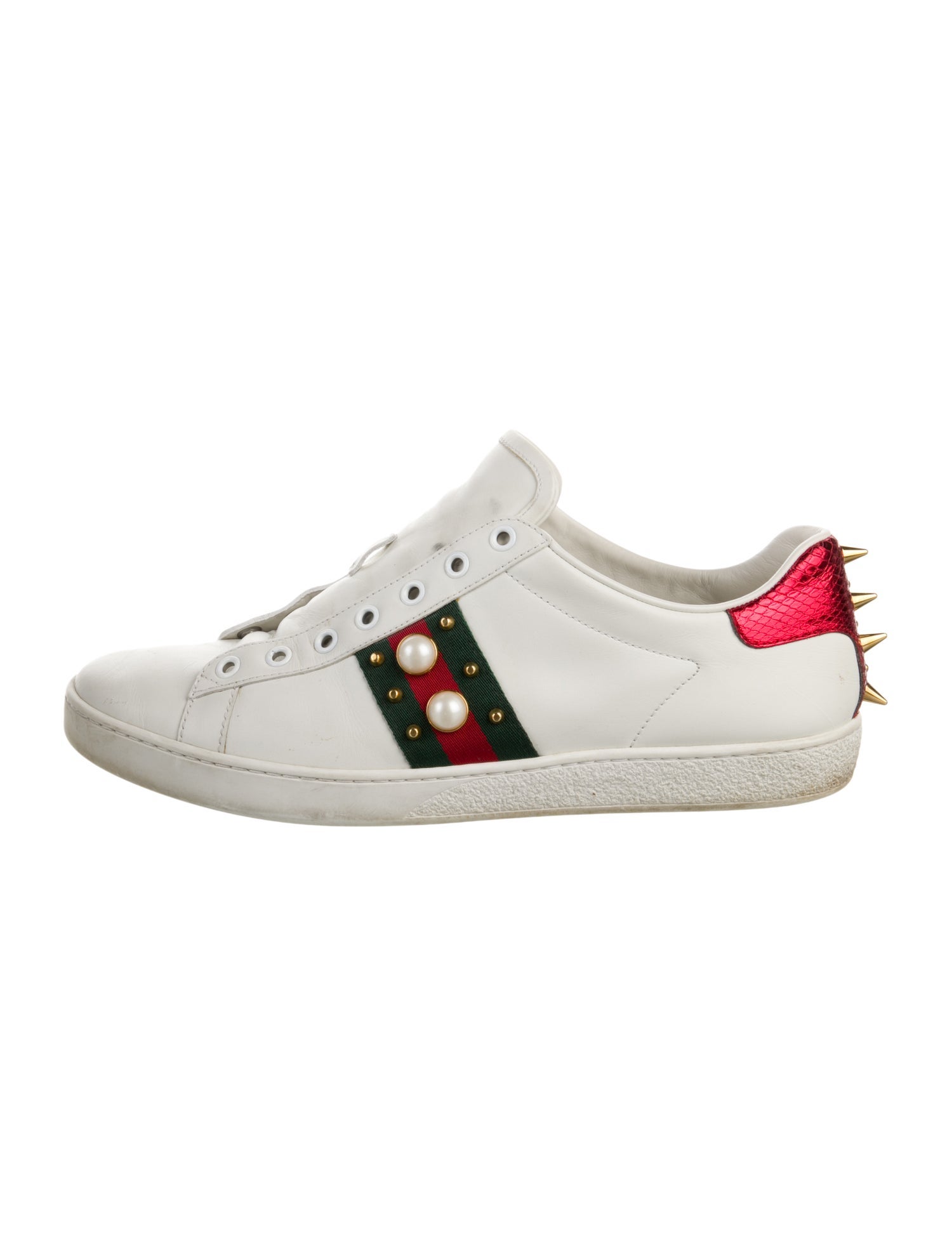 Gucci Web Accent Leather Sneakers