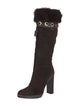Gucci Suede Tassel Accents Lace-Up Boots