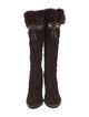 Gucci Suede Tassel Accents Lace-Up Boots