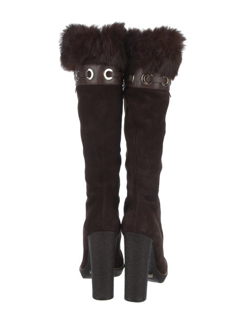 Gucci Suede Tassel Accents Lace-Up Boots