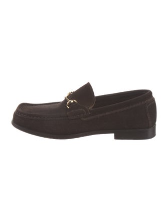Gucci Horsebit Accent Suede Loafers