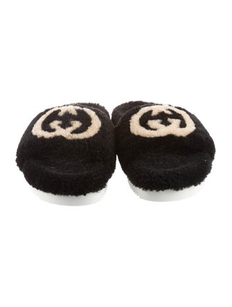 Gucci Interlocking G Logo Shearling Slides