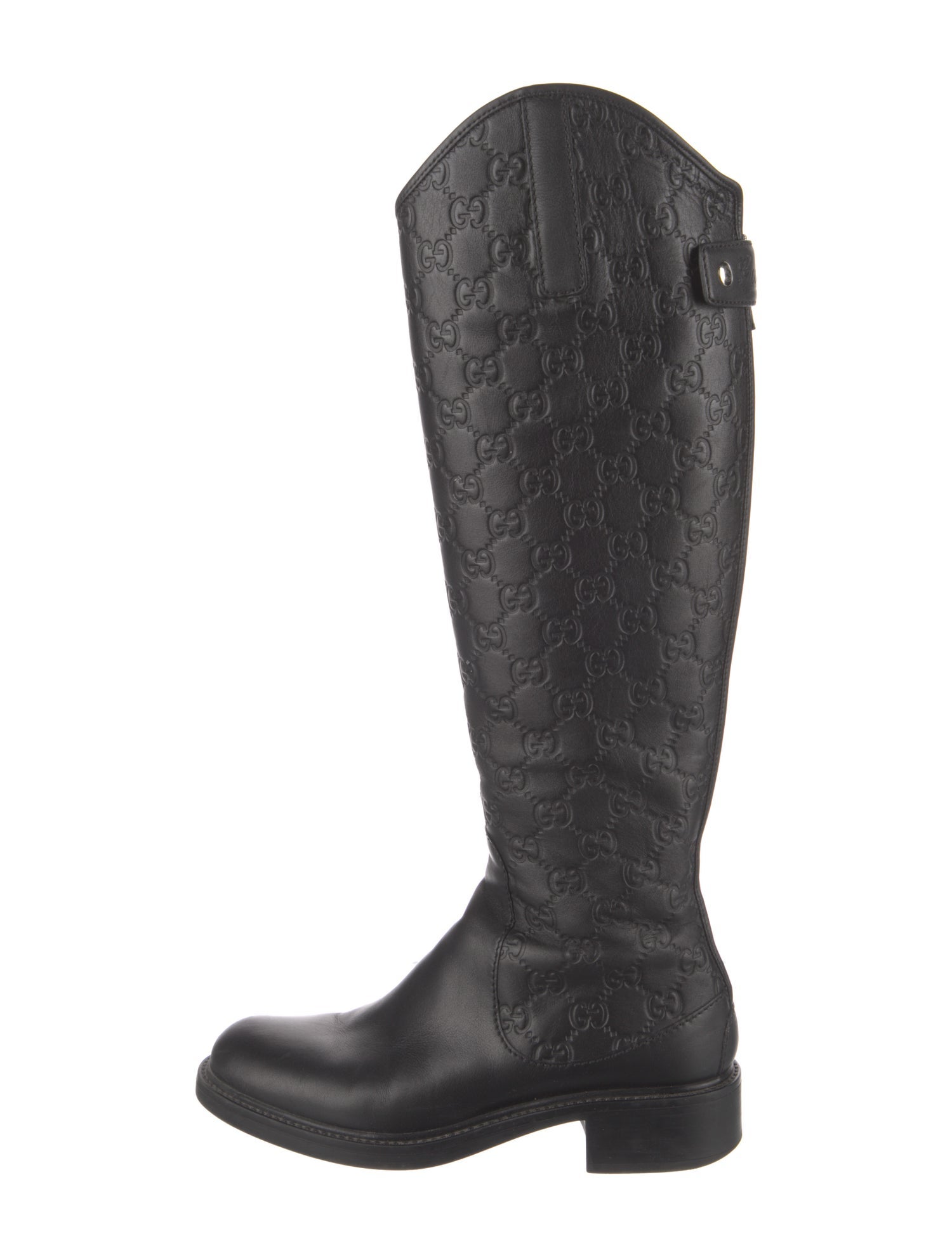 Gucci GG Embossed Leather Riding Boots